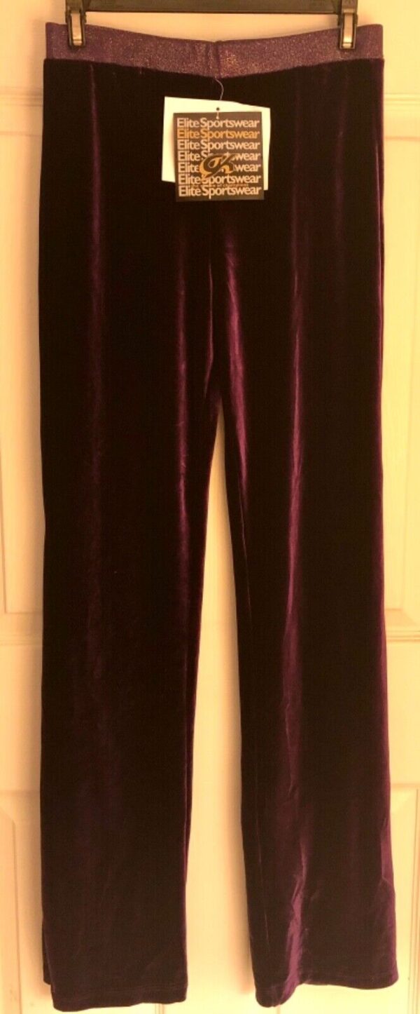 GK DANCE JAZZ LADIES LARGE PURPLE VELVET PURPLE TWILIGHT WAISTBAND PANTS Sz AL - Image 2