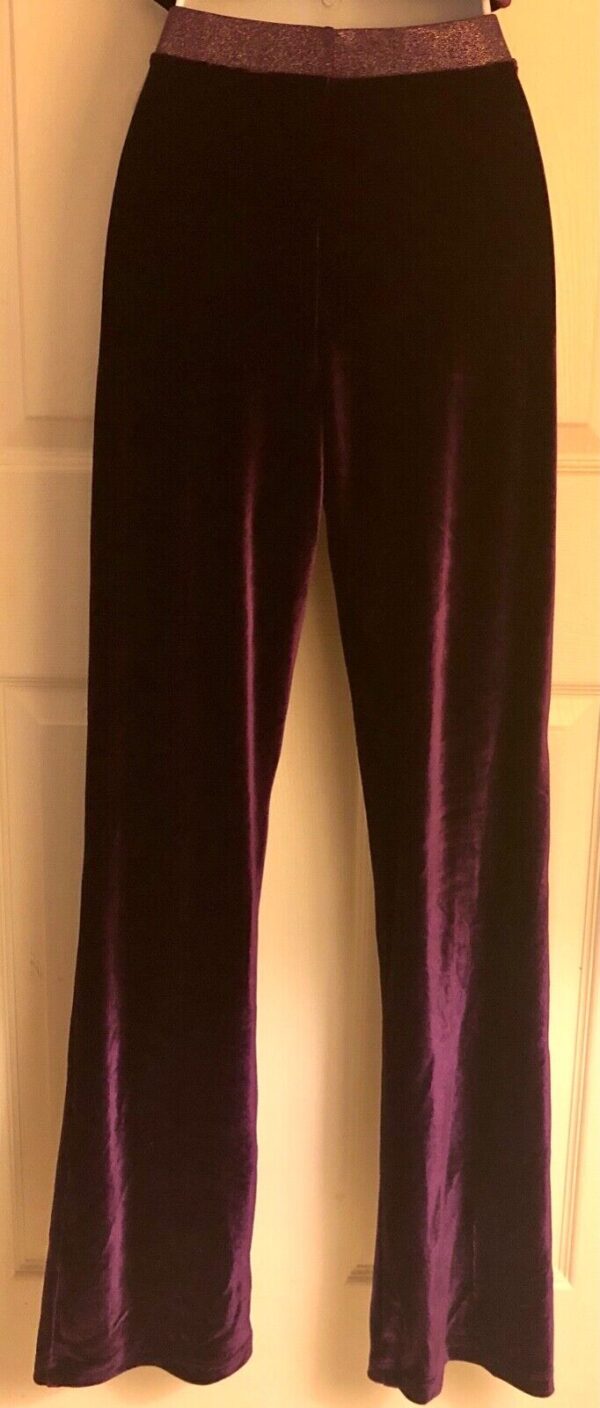 GK DANCE JAZZ LADIES LARGE PURPLE VELVET PURPLE TWILIGHT WAISTBAND PANTS Sz AL - Image 4