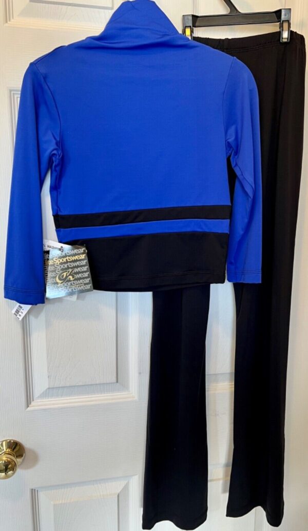 GK ICE SKATE LADIES SMALL 3/4 SLV NYLON/SPANDEX BLUE TOP BLACK PANT SET Sz S - Image 4