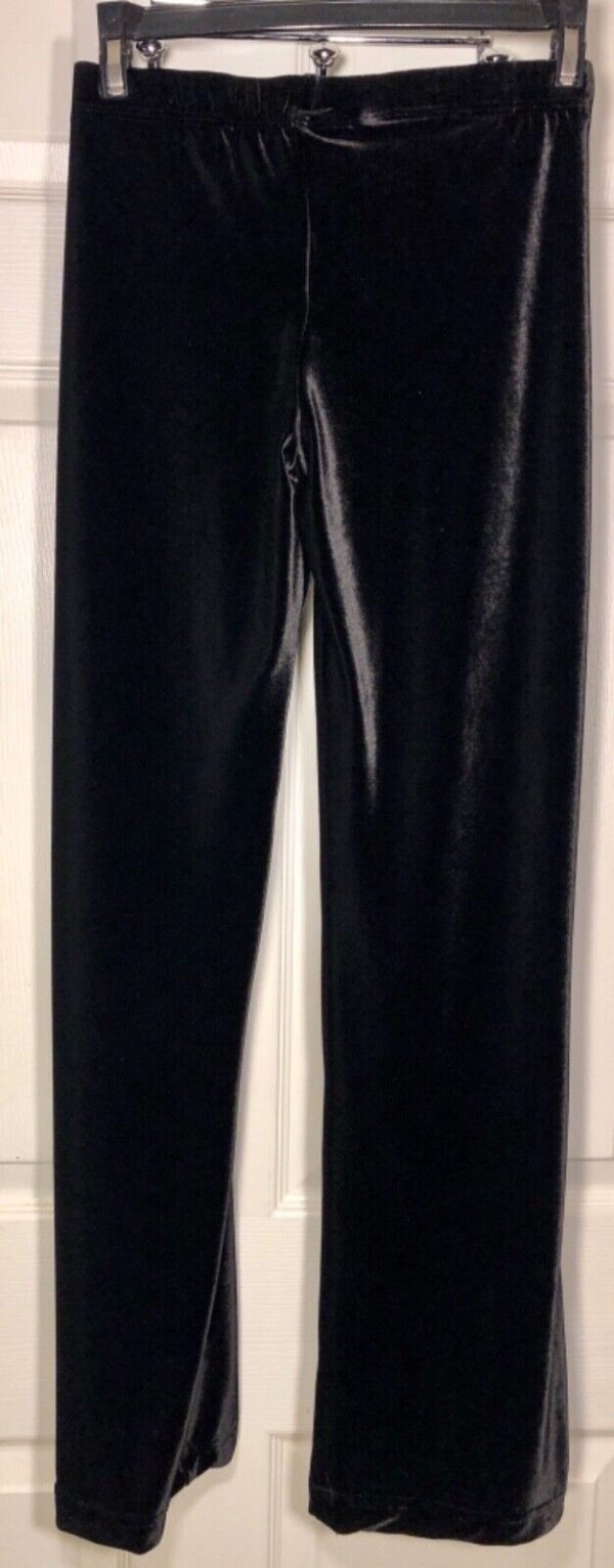 GK BLACK VELVET CHILD LARGE WARM-UP PANTS GYMNAST, SKATE, DANCE, FITNESS Sz CL - Image 3