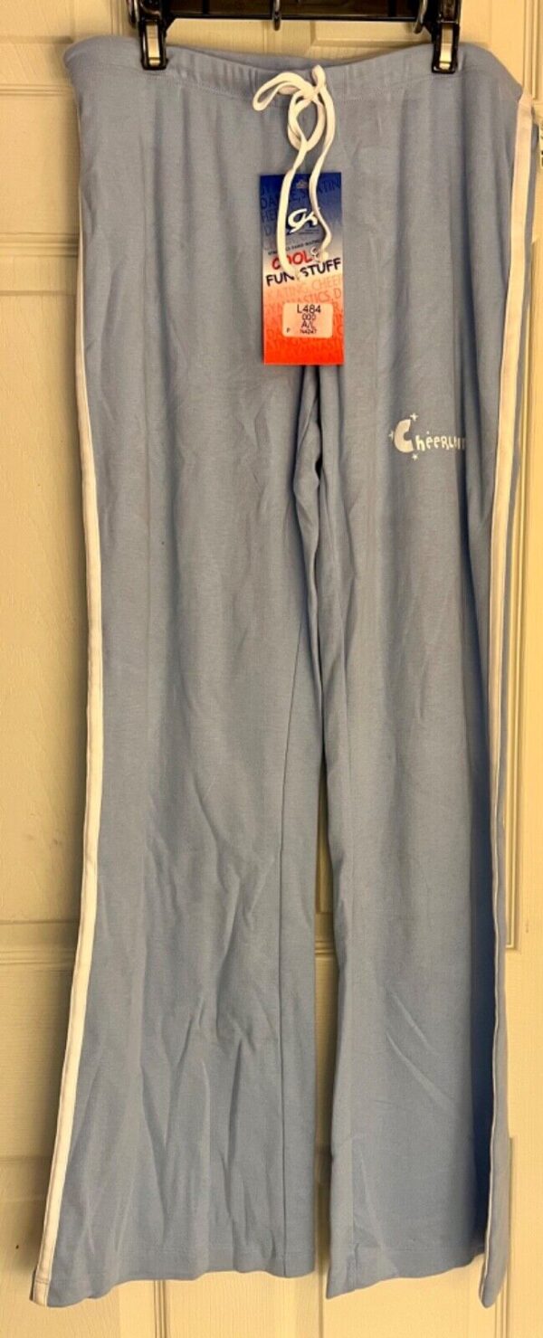 GK 'CHEERLEADING' GRAPHIC LADIES LARGE BLUE 100% COTTON CHEER LOUNGE PANTS Sz AL - Image 2