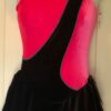 GK PINK & BLACK VELVET ADULT X-SMALL SWIRL BODY OVERLAY FIGURE SKATE DRESS AXS
