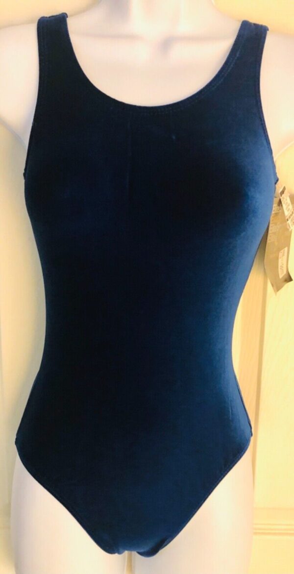 GK ELITE SAPPHIRE VELVET LADIES X-SMALL CLASSIC DANCE TANK LEOTARD Sz AXS NWT!