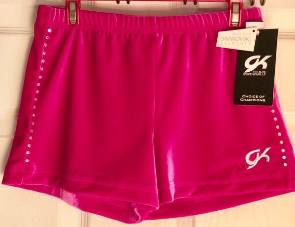 CHEER GK ELITE MICRO MINI JEWELED WORKOUT SHORTS PINK VELVET SIZE AL