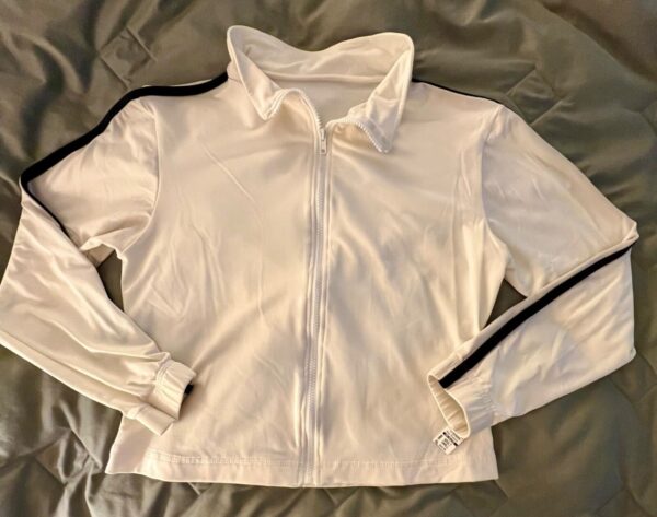 GK WHITE WARM UP JACKET ADULT SMALL L/S BLACK VELVET STRIPE ZIP UP SKATE SZ  S - Image 6