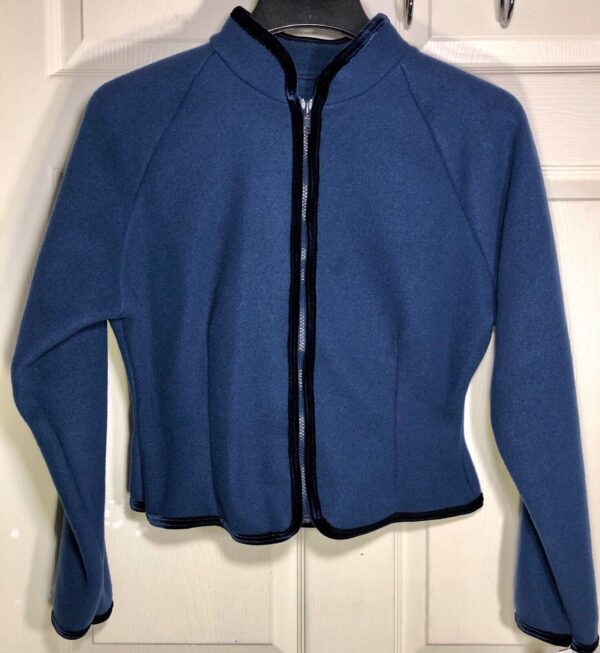 GK FITTED ICE SKATE JACKET NAVY ADULT LARGE FLEECE VELVET TRIM ZIP Sz AL NWT!