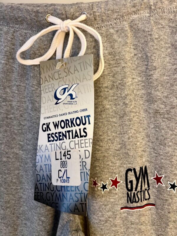 GK â€œGYMNASTICSâ€ GRAPHIC GIRLS LARGE GRAY HEATHER SOFT COTTON LOUNGE FLARE PANTS - Image 3