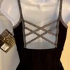 GK DANCE JAZZ ADULT MEDIUM BLACK MICROFIBER FOIL STRAPPY BACK CAMISOLE TOP Sz AM - Image 6