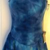 GK ASYM ADULT SMALL SLVLS BLUE TIE-DYE DOT FOIL VELVET ICE FIGURE SKATE DRESS AS