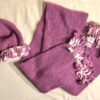 GIRLâ€™S KNIT BEANIE HAT & SCARF SET LILAC CHENILLE SPARKLE CHILD ONE SIZE
