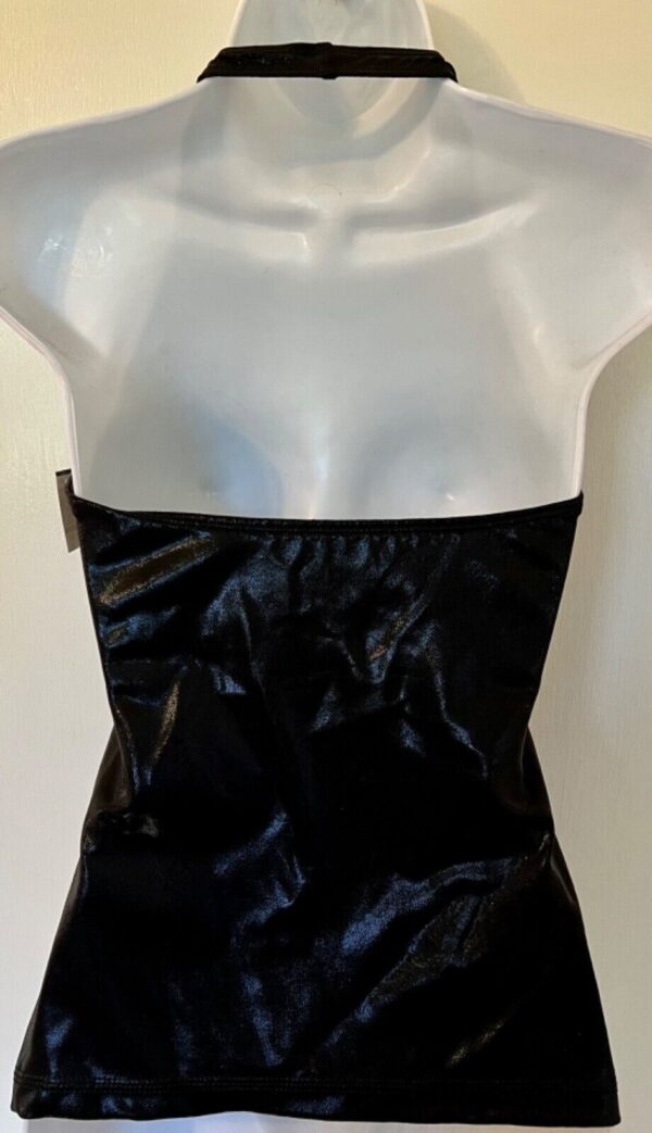 GK DANCE JAZZ CHEER LADIES SMALL BLACK MYSTIQUE HOLOGRAM HALTER TOP Sz AS NWT! - Image 4