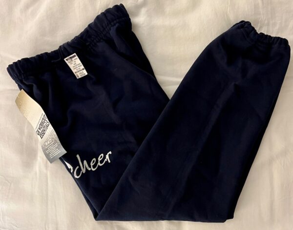 GK â€œCHEERâ€ GRAPHIC CHILD MEDIUM NAVY COTTON/POLY ATHLETIC LOUNGE SWEATPANTS Sz M - Image 6