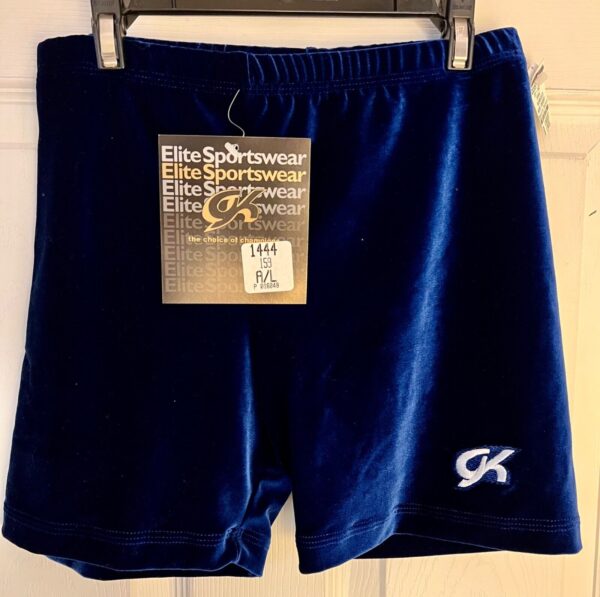 GK CHEER MICRO MINI WORKOUT ADULT LARGE ROYAL VELVET DANCE GYMNAST SHORTS Sz AL