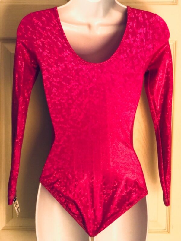 GK LONG SLEEVE LADIES BERRY CRYSTALS HOLOGRAM GYMNASTIC DANCE LEOTARD Sz AS NWT! - Image 5