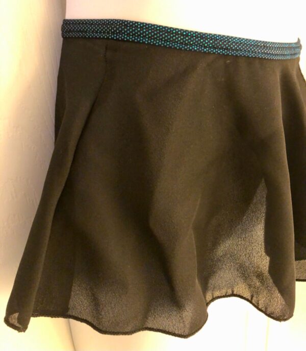 GK DANCE BALLET GIRLS X-SMALL CLASSIC FAUX WRAP GEORGETTE SKIRT BLUE FOIL Sz CXS - Image 2