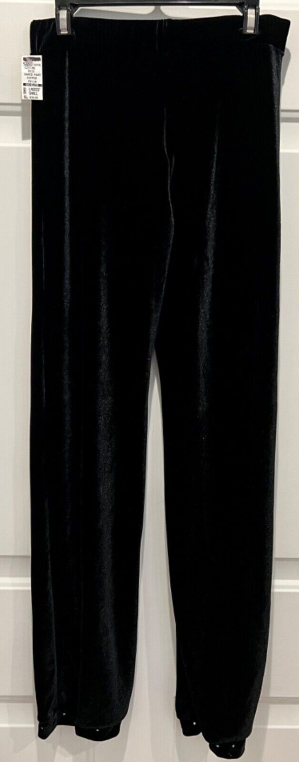 GK ELITE DANCE JAZZ LADIES SMALL BLACK VELVET JEWELED CUFFED JAZZ PANTS Sz AS - Image 4