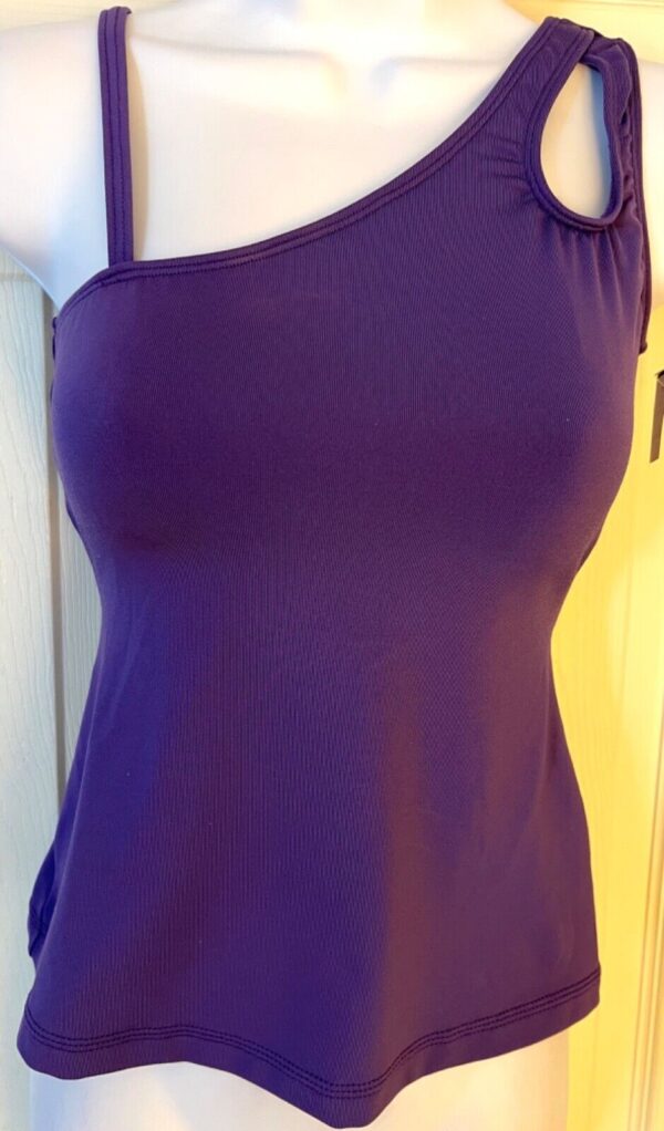 GK DANCE CHEER LADIES SMALL PURPLE COTTON/SPANDEX ONE SHOULDER ASYM TOP Sz AS