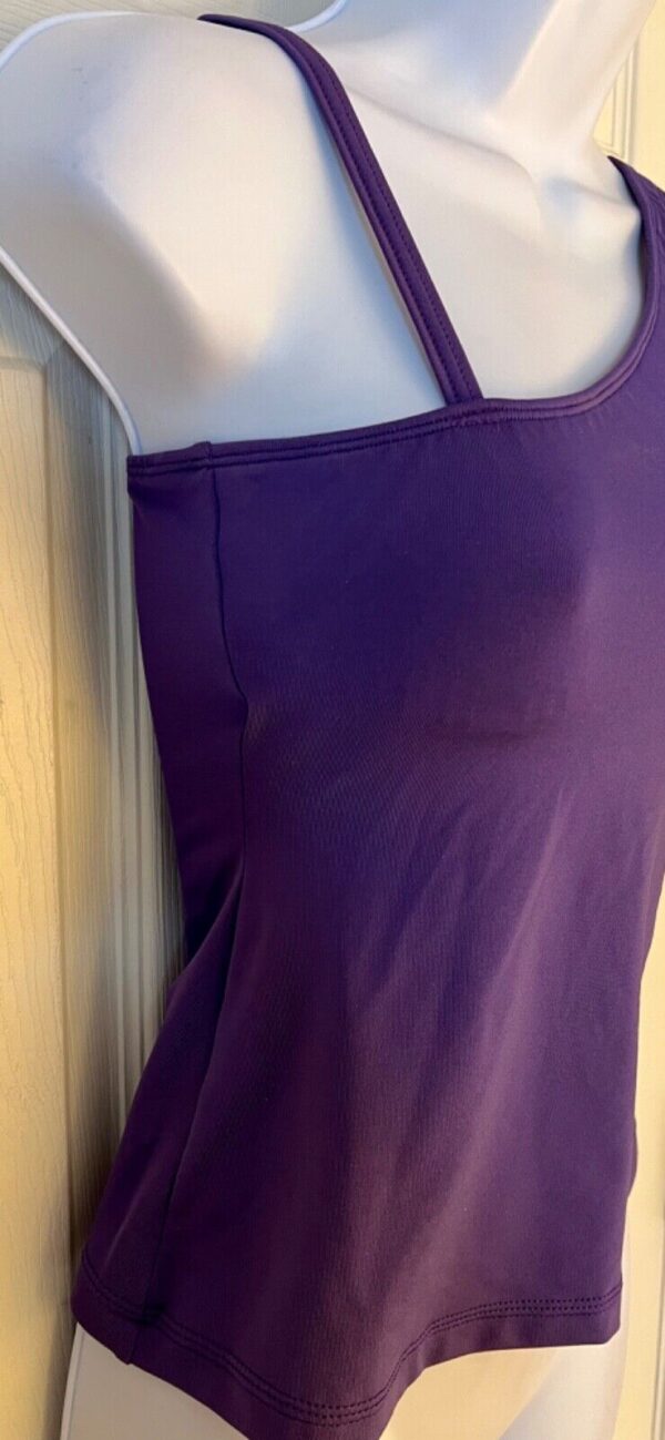 GK DANCE CHEER LADIES SMALL PURPLE COTTON/SPANDEX ONE SHOULDER ASYM TOP Sz AS - Image 2