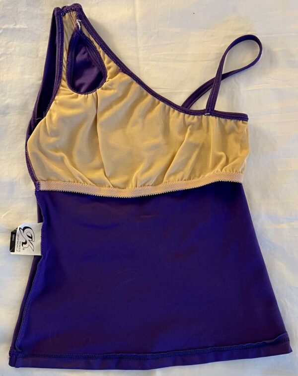 GK DANCE CHEER LADIES SMALL PURPLE COTTON/SPANDEX ONE SHOULDER ASYM TOP Sz AS - Image 6