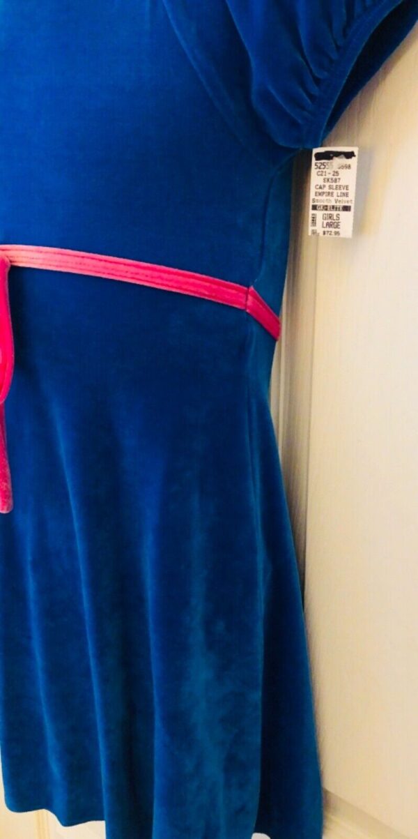 GK ICE SKATE GIRLS LARGE CAP SLV BLUE VELVET EMPIRE LINE DRESS Sz CL WAS $72.95! - Image 4