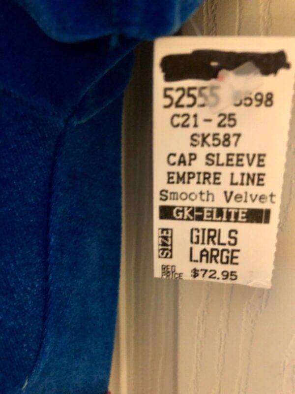 GK ICE SKATE GIRLS LARGE CAP SLV BLUE VELVET EMPIRE LINE DRESS Sz CL WAS $72.95! - Image 6