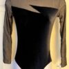 GK LgSLV LADIES SMALL BLACK GLITTER VELVET & MESH GYMNASTICS DANCE LEOTARD Sz AS
