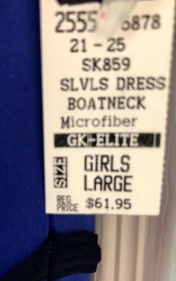 GK ICE FIGURE SKATE MICROFIBER GIRLS LARGE SLVLS ROYAL NAVY TRIM DRESS CL NWT! - Image 7