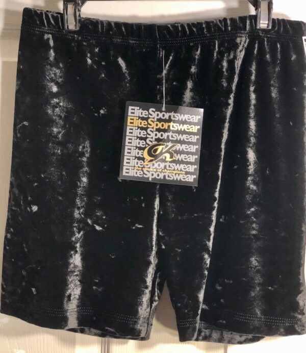 CRUSHED VELVET LADIES X-LARGE GK WORKOUT DANCE CHEER SHORTS BLACK AXL NWT!