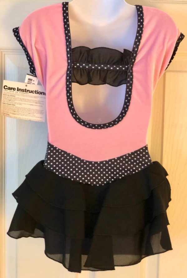 GK ICE SKATE GIRLS SMALL CAP SLV PINK VELVT POLKA DOT PRINT RUFFLE DRESS Sz CS - Image 7