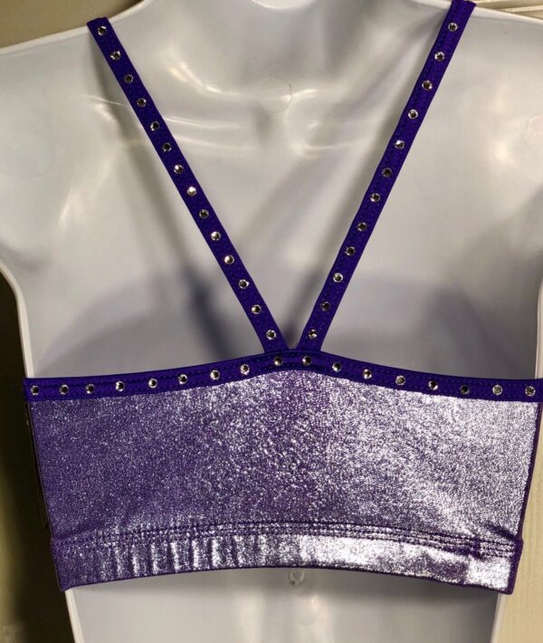 GK ELITE CHEER CROP DANCE TOP FOIL SWAROVSKI CRYSTALS ADULT S - Image 2