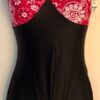 GK DANCE BIKETARD ADULT SMALL RED PAISLEY PRINT BLACK N/S WORKOUT GYM TANK Sz AS
