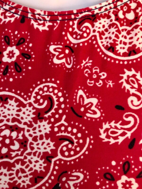 GK DANCE BIKETARD ADULT SMALL RED PAISLEY PRINT BLACK N/S WORKOUT GYM TANK Sz AS - Image 2