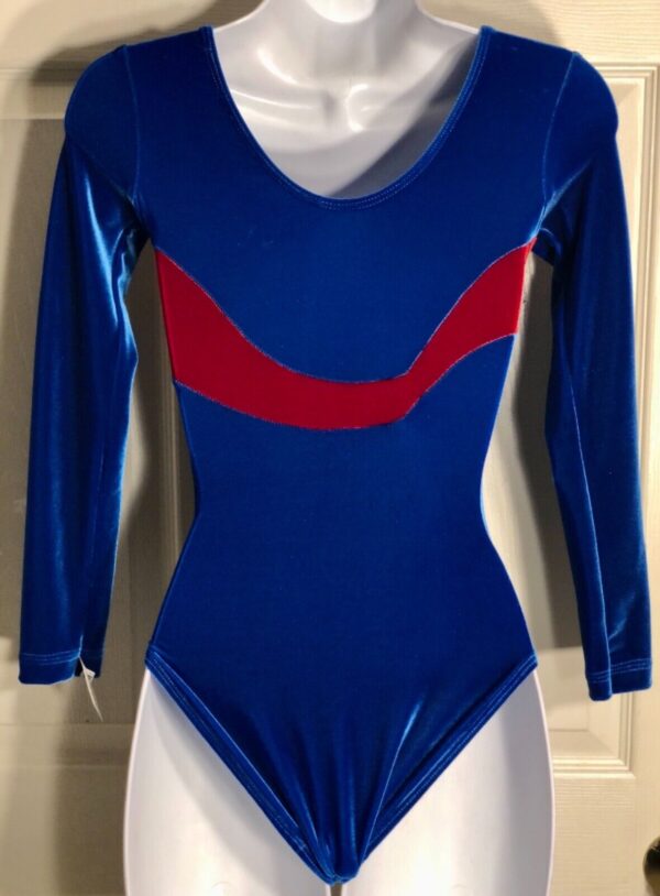 GK LgSLV ADULT X-SMALL ROYAL RED VELVET GYMNASTICS DANCE LEOTARD Sz AXS NWT! - Image 4