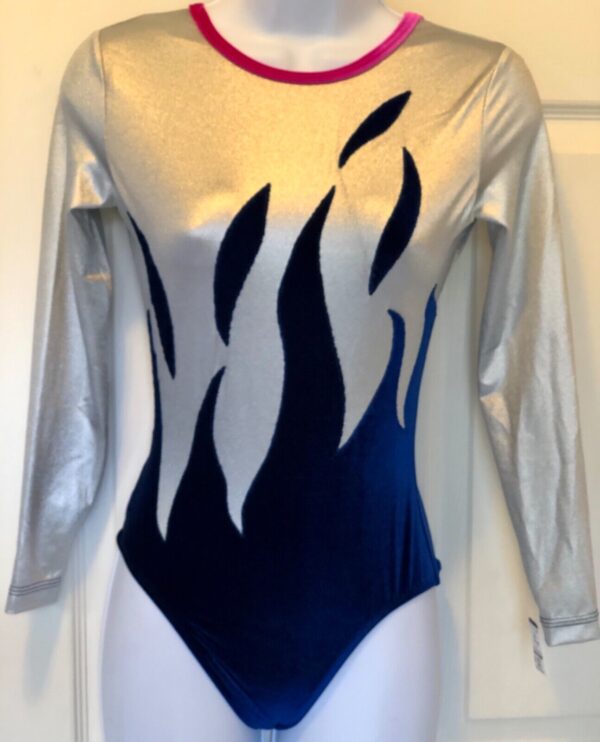 GK LgSLV ROYAL VELVET ADULT SMALL SILVER MYSTIQUE GYMNASTICS DANCE LEOTARD AS