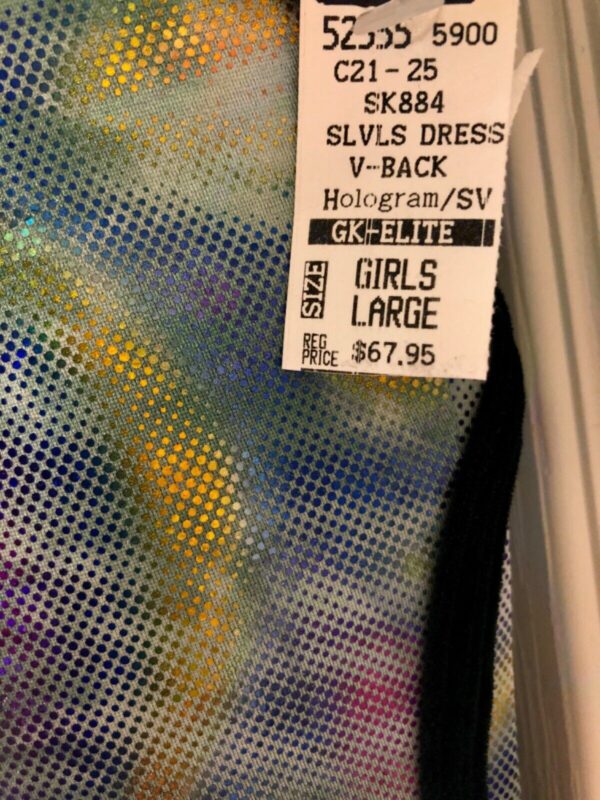 GK TIE-DYE HOLOGRAM ICE FIGURE SKATE GIRLS LARGE TRICOT SLVLS DRESS Sz CL NWT! - Image 7