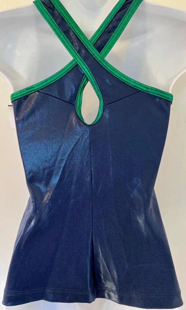 GK DANCE JAZZ CHEER LADIES SMALL NAVY GREEN MYSTIQUE CRISSCROSS STRAP TOP Sz AS - Image 5