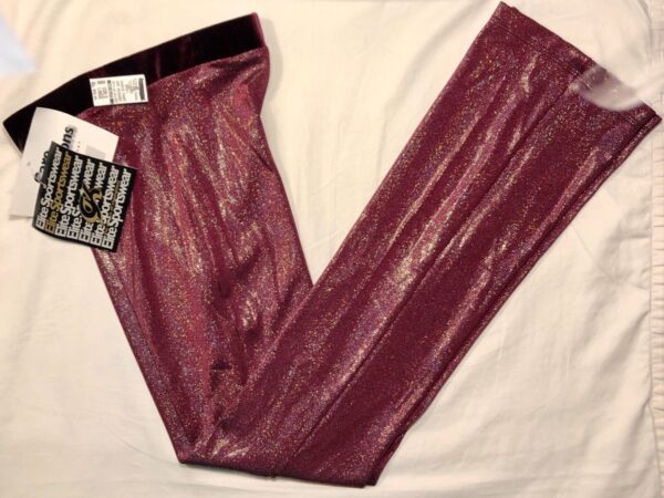 GK DANCE JAZZ PANTS CHILD LARGE WINE TWILIGHT FOIL VELVET WAISTBAND CL - Image 6