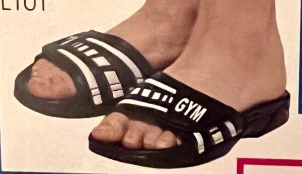 GK SPORTS SANDALS ADULT SHOE SIZE 11/12 BLACK & WHITE W/  PULL-OVER STRAP "GYM"