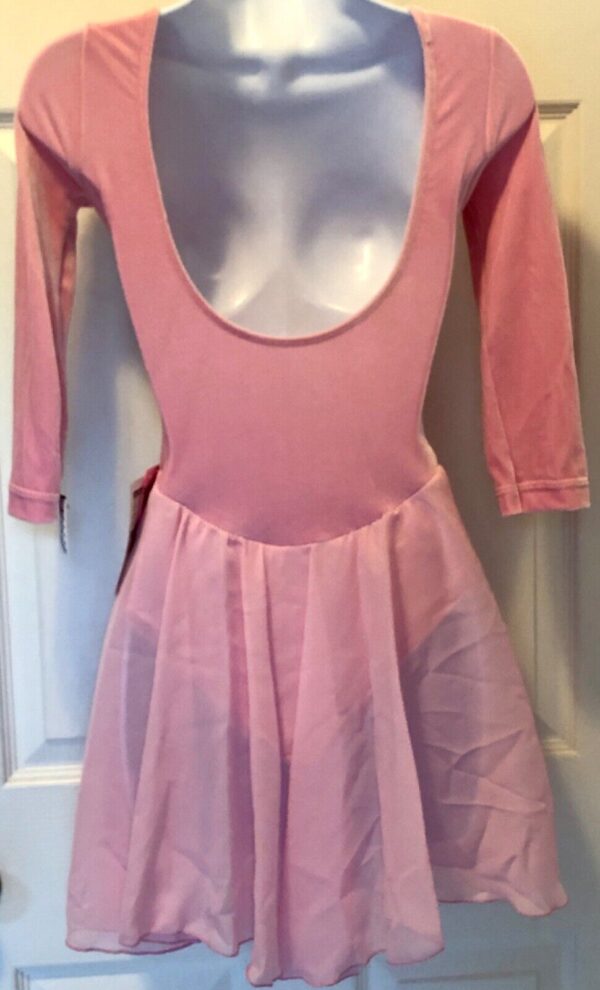 GK 3/4 SLV PINK VELVET ICE SKATE ADULT X-SMALL LOW SCOOP BACK DANCE DRESS Sz AXS - Image 2