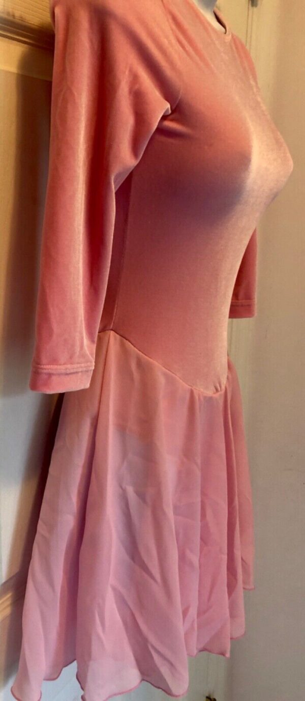 GK 3/4 SLV PINK VELVET ICE SKATE ADULT X-SMALL LOW SCOOP BACK DANCE DRESS Sz AXS - Image 3