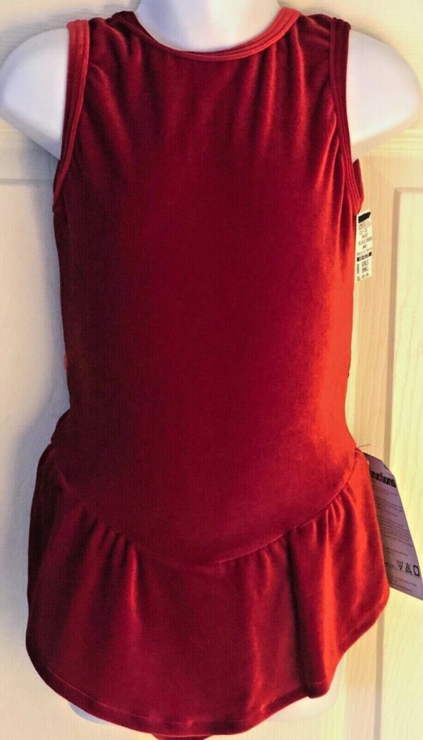 GK ELITE ICE SKATE SLVLS GIRLS SMALL RED VELVET MID BACK OPEN DRESS Sz CS NWT!