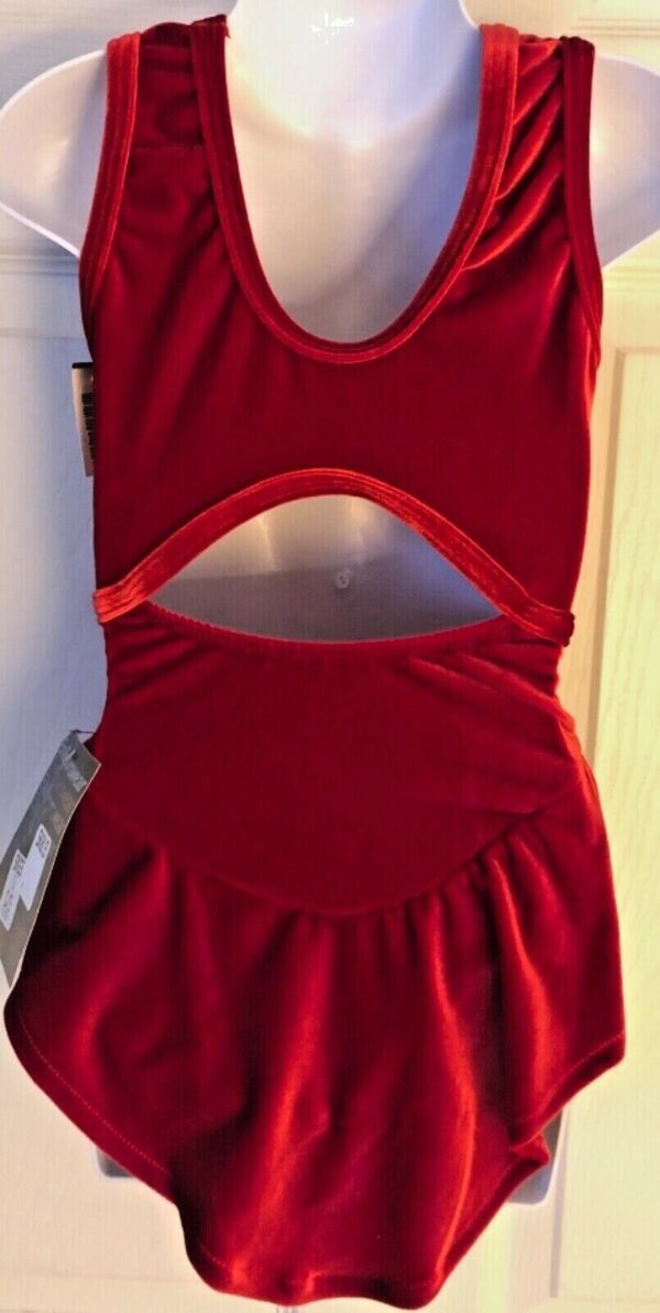 GK ELITE ICE SKATE SLVLS GIRLS SMALL RED VELVET MID BACK OPEN DRESS Sz CS NWT! - Image 7