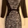 CALVIN KLEIN WOMENS SIZE SMALL BLACK GRAY WHITE 3/4 SLV KNIT SHEATH DRESS Sz S