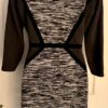 CALVIN KLEIN WOMENS SIZE SMALL BLACK GRAY WHITE 3/4 SLV KNIT SHEATH DRESS Sz S - Image 4