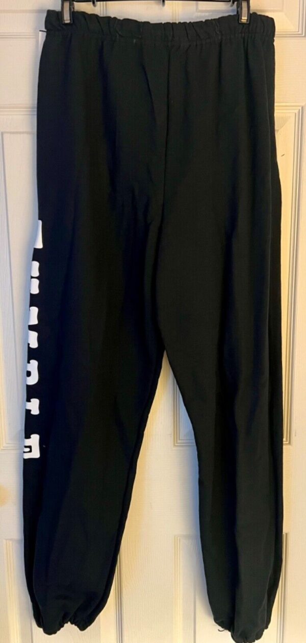 GK JERZEES NAVY SWEATPANTS ADULT LARGE WHTIE 'TUMBLE' GRAPHIC COTTON BLEND SZ L - Image 6