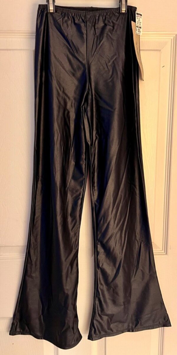 LEOâ€™S DANCEWEAR JAZZ CHILD MEDIUM BLACK SHINY WET LOOK BOOT LEG DANCE PANTS SZ M