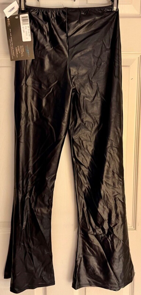 LEOâ€™S DANCEWEAR JAZZ CHILD MEDIUM BLACK SHINY WET LOOK BOOT LEG DANCE PANTS SZ M - Image 2