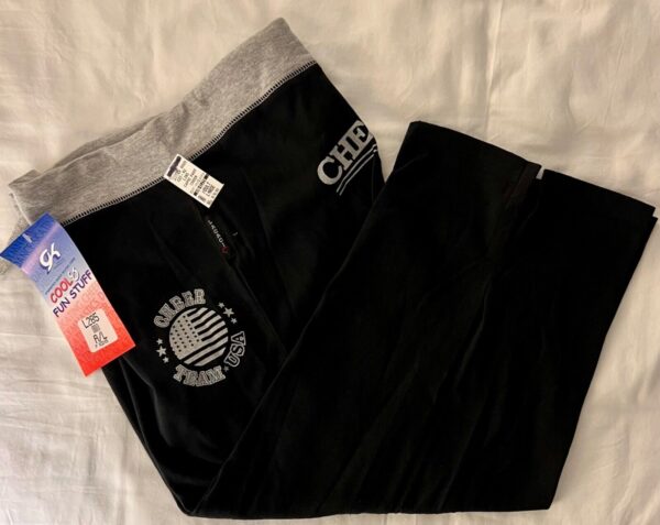 GK CHEER GRAY ATHLETIC LOUNGE PANTS SIZE LADIES LARGE COTTON WHITE STRIPES AL - Image 6