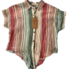 Thread & Supply Women's Medium Button Up Striped Linen Crop Top with Front Tie M - Image 7