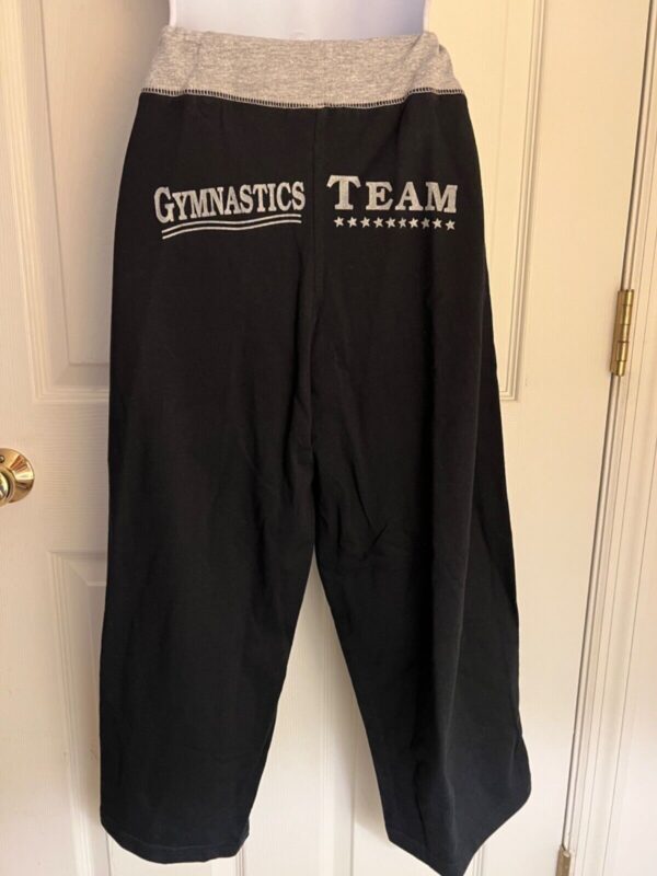 GK â€œGYMNASTICS TEAM USAâ€ ADULT LARGE BLACK COTTON CAPRI GRAY DRAWSTRING WAIST - Image 4